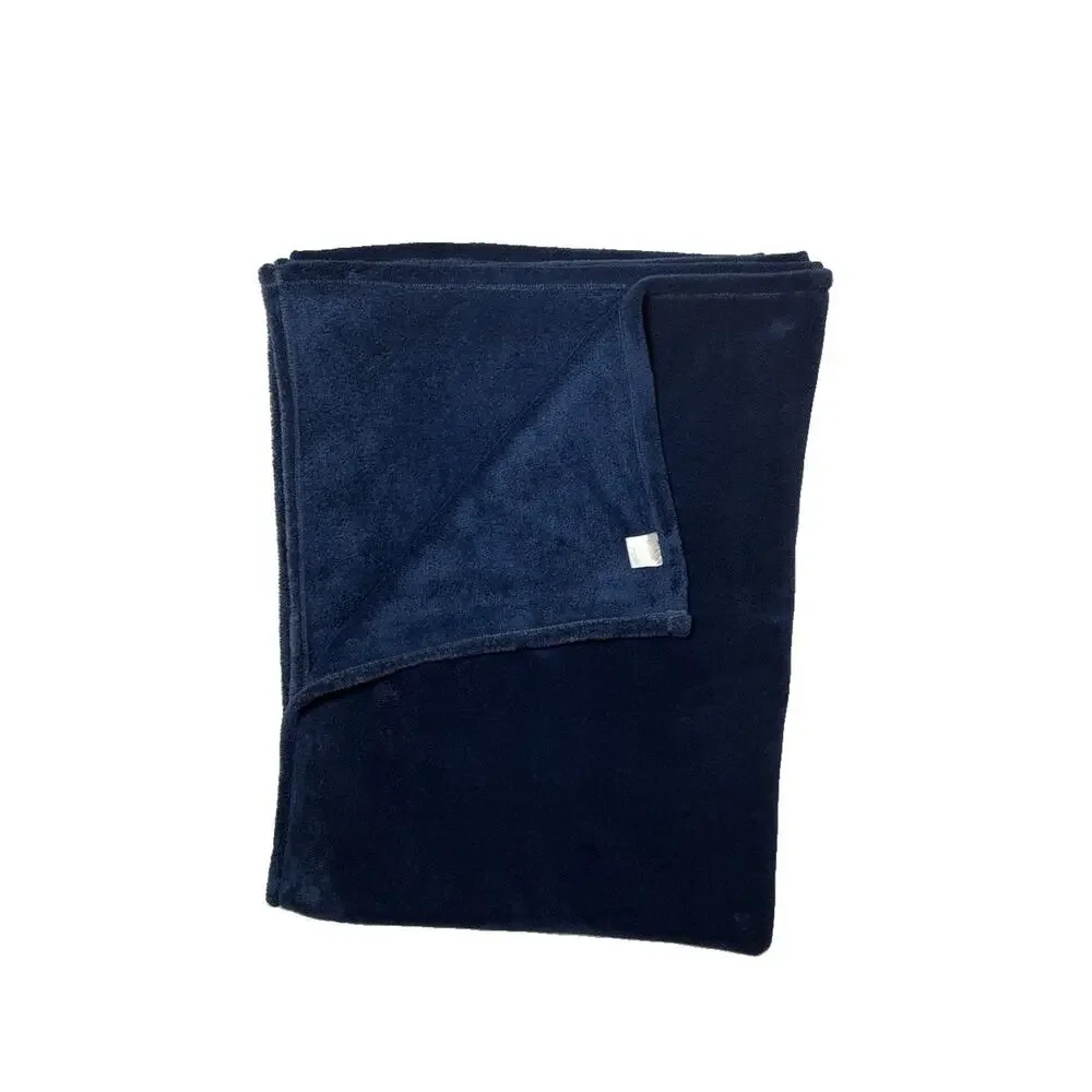 Cannon Navy Blue Fleece Blanket 94 X 62 Soft & Cozy Solid Accent Quilt Cover